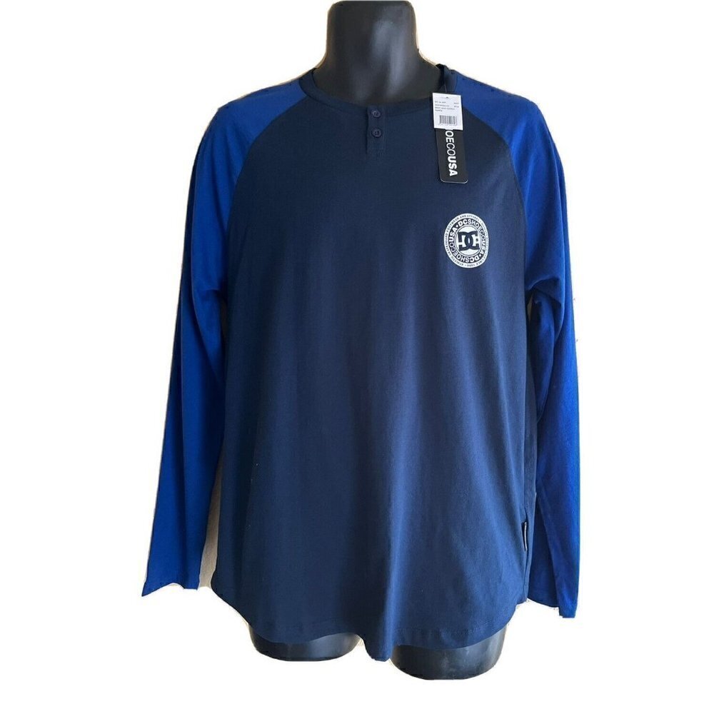 DC shoes Men's Classic Light weight Long Sleeve Henley Shirt Top M Black Iris - Picture 11 of 11